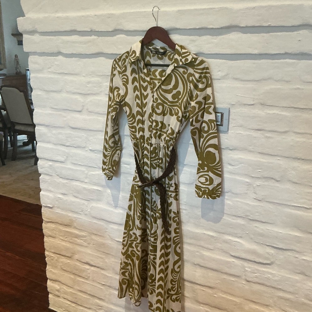 ZARA Jute Belted Printed Dress